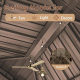 Domi Hardtop Gazebos 10x14FT, Aluminum Metal Gazebo with Galvanized Steel Double Roof Canopy, Curtain and Netting, Permanent Gazebo Pavilion for Patio, Backyard, Deck and Lawn, Brown domi outdoor living