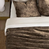 EVERGRACE Velvet Quilt Set King Size, Luxurious Soft Quilted Bedding Sets, Lightweight Velvet Comforter for All Season, Striped Channel Bedspread Coverlet with 2 Shams, Mushroom Brown EVERGRACE