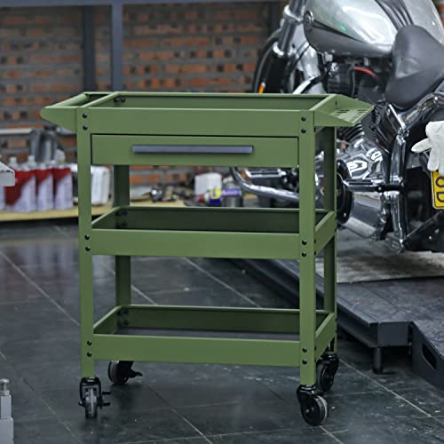 GSTANDARD 3 Layers Utility Cart: Rolling Tool Cart with Lockable Wheels and Multifunction Service Cart for Home, Garage, Kitchen, Office or Cafe, Torin