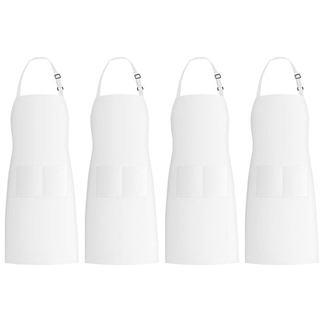 Xornis 4 Pack Bib Aprons with 2 Pockets Kitchen Apron Cooking Chef, White Xornis