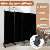 Room Divider Portable 88'' Partition Room Dividers and Folding Privacy Screens 4 Panel Wall Divider for Room Separation, Freestanding Fabric Room Divider Panel with Wheels for Home Office Hospital HOMSCREENER