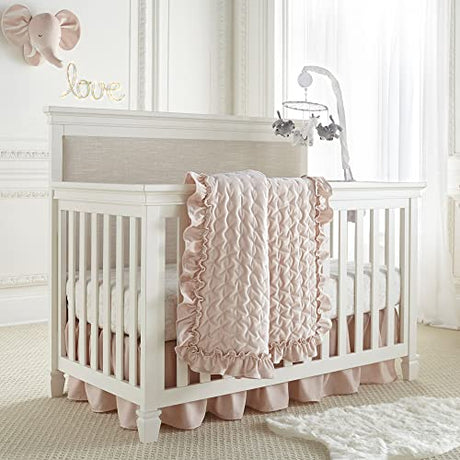 Levtex Baby - Heritage Crib Bed Set - Baby Nursery Set - Blush Velvet - Rich Velvet - 4 Piece Set Includes Quilt, One Fitted Sheet, Changing Pad & Skirt/Dust Ruffle Levtex Baby