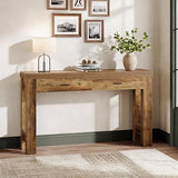 Tribesigns 63" Farmhouse Console Table with Drawers, Sofa Entryway Table for Hallway, Living Room, Countryside Narrow Console Furniture, Brown Tribesigns