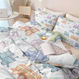 3-Piece Double-Sided Printed Duvet Cover Set Single – Soft Microfiber Bedding with Minimalist Car Cute Design with Zipper Closure,Includes 1 Duvet Cover + 2 Pillowcases Multicolor Generic