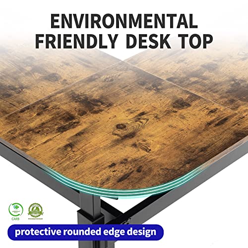 UNICOO – L Shaped Crank Height Adjustable Standing Desk, Sit to Stand up Corner Desk, L-Shaped Standing Workstation (XJH-LC-2 Packages) (Rustic Brown) UNICOO