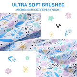 Viviland 3 Pieces Girls Purple Floral Twin Sheet Set - Soft Microfiber Fitted Flat Sheets & Pillowcase - Purple Colorful Flower Print Bedding Sets - for Kids & Toddlers Viviland