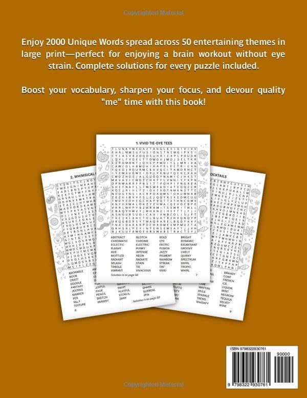 2000 Unique Words Word Search For Adults Large Print: Relaxing Puzzle & Activity Book For Adults & Seniors With Recreational Word Find Themes and Full Solutions Included (Word Hunt Gift Books) WoodArtSupply