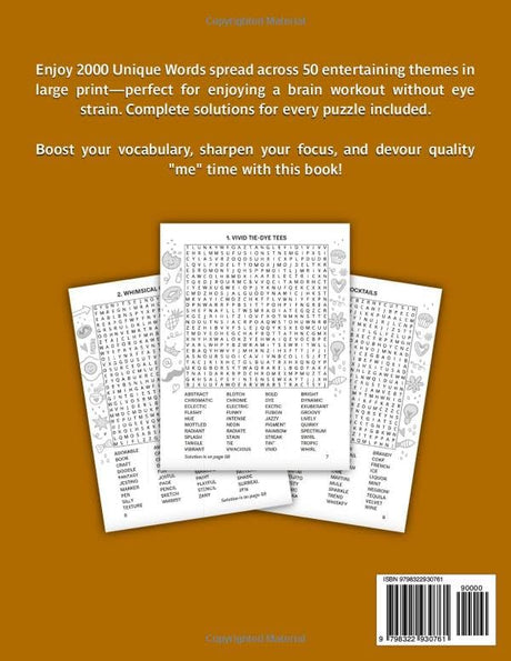 2000 Unique Words Word Search For Adults Large Print: Relaxing Puzzle & Activity Book For Adults & Seniors With Recreational Word Find Themes and Full Solutions Included (Word Hunt Gift Books) WoodArtSupply