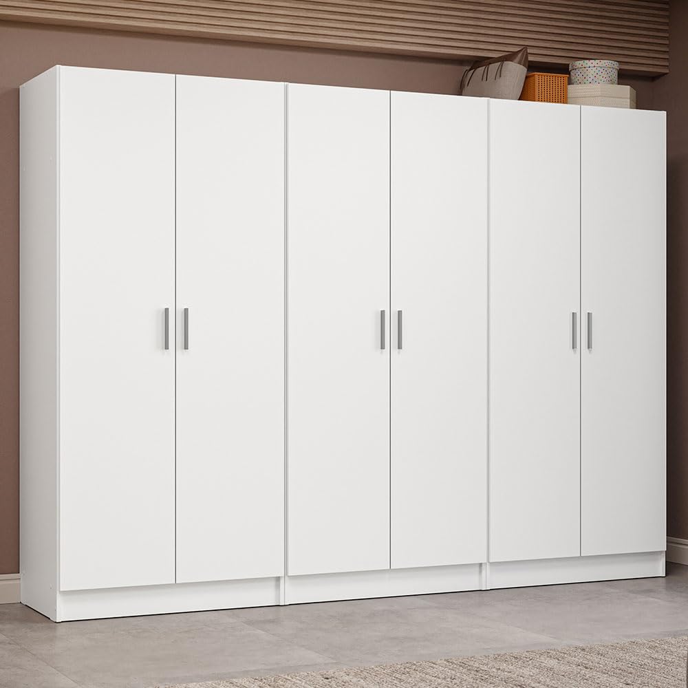 Madesa 6 Doors Storage Cabinet with Ample Shelves Space 94 Inch Utility Armoire Closet Entryway and Bedroom Organization Unit (White) Madesa