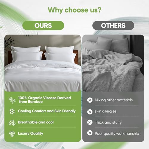 TWK Luxury Sheet Set, Genuine 100% Viscose Derived from Bamboo, Cooling & Breathable, Silky Soft, Bedding Sheets & Pillowcases (White, King(78 * 80 * 15)) TWK