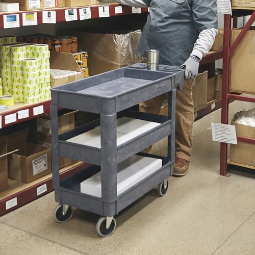 Ironton 500-Lb. Capacity 3 Tray Utility Cart, Maintenance-Free Structural Foam Construction Cargo Pushcart, Scratch Resistant, Easy to Clean Service Ironton