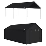 Caravan Canopy Domain 10 x 20 Foot Durable Portable Garage Carport Canopy Car Tent Sidewalls with Dual Zippers and Roll Up Door, Black (Anchor/Mounting Materials + Sidewalls Included) Caravan