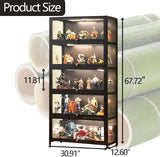 QOEUDD Curio Display Cabinet with Acrylic Glass Door, 5-Tier Tall Display Case, Curio Cabinet & Bookcase for Collectibles, Display Shelf for Home, Reading Nook, Playroom, Living Room QOEUDD