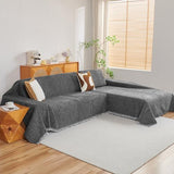 MYSKY HOME Couch Cover for Sectional Sofa, 2 Pieces Couch Covers for L Shape Sofa Cover, Furniture Protector for Pets, Kids, Sofa Slipcover for 2-3 Cushion Couch (71"x118"+71"x118", Dark Grey) MYSKY HOME