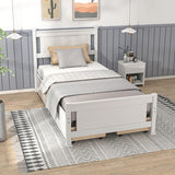 Bonnlo Twin Size Solid Wood Platform Bed Frame with 4 Storage Drawers, Single Bed with Headboard, No Box Spring Needed Panel Bed, Wood Slat Support Mattress Foundation, White Bonnlo