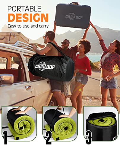 Gaialoop 3 Inch Memory Foam Camping Mattress, Dual Layer Thick Sleeping Camp Pad for Car Tent Cot, Roll-Up Portable Glamping Floor Bed for Guests Sleepover[Cot: 72 * 24 * 3"] Gaialoop