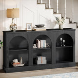 Tribesigns Farmhouse Console Table, 63-Inch Long Entryway Table with 3 Tier Storage, Wooden Rectangular Sofa Table Behind The Couch for Entrance, Hallway, Living Room, Black Tribesigns