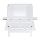 Ball & Cast Murphy Bed Full Szie,Cabinet Hideaway with USB Port and Removable Shelves,Wall Bed W/ 2 Movable Desks,can be Folded,Platform Bedframe for Kids Bedroom,Student Dorms,White Ball & Cast