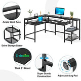 Tribesigns 69 Inch L Shaped Desk with Monitor Stand, Large Reversible Corner Desk with Storage Shelf, Industrial Computer Table Writing Desk for Home Office, Black Tribesigns