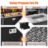Walsunny 45 inch Outdoor Propane Fire Pit 50,000 BTU Gas Fire Pit Table with Lid, Lava Rock, Waterproof Cover, Rectangle Gas Firepit Table for Garden/Patio, CSA Certification Shintenchi
