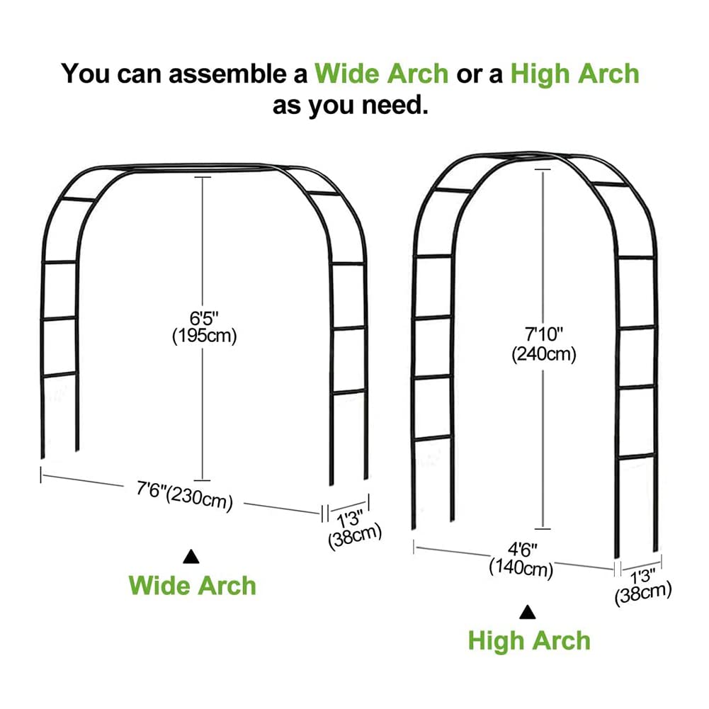 Zhisheng Garden Arbors,7.9Ft Metal Garden Arbors Green Wedding Arch for Climbing Plant Outdoor Wedding Christmas Party Decoration,240CM - WoodArtSupply