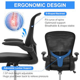 OLYFING Ergonomic Drafting Chair, Standing Desk Chair with Lumbar Support Tall Office Chair with Flip-Up Arms Footrest Ring, Breathable Mesh High Desk Chair with PU Leather Seat Cushion, Black OLYFING