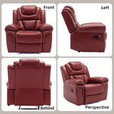 Olodumare Leather Recliner Chair with Adjustable Backrest, Modern Home Theater Seating with LED Light Strip for Living Room, Bedroom, Home Theater, RV(Wine Red)