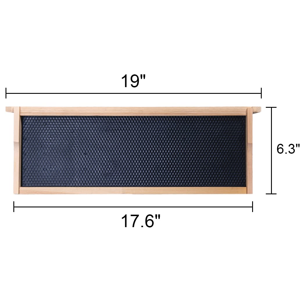 Honey Lake Medium Beehive Frames and Foudations Kit,10 Pack Super Wooden Frames and Natural Beeswax Dipped Plastic Foundations for Beekeeping (Black) Honey Lake