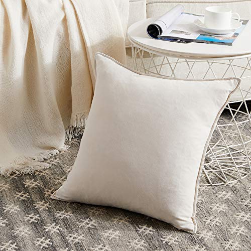 Fancy Homi Ivory 26x26 Pillow Covers Set of 2, Euro Pillow Sham 26x26, Super Soft Faux Suede Square Solid Big Cream Throw Pillow Covers for Couch Bedroom 66x66 cm Fancy Homi