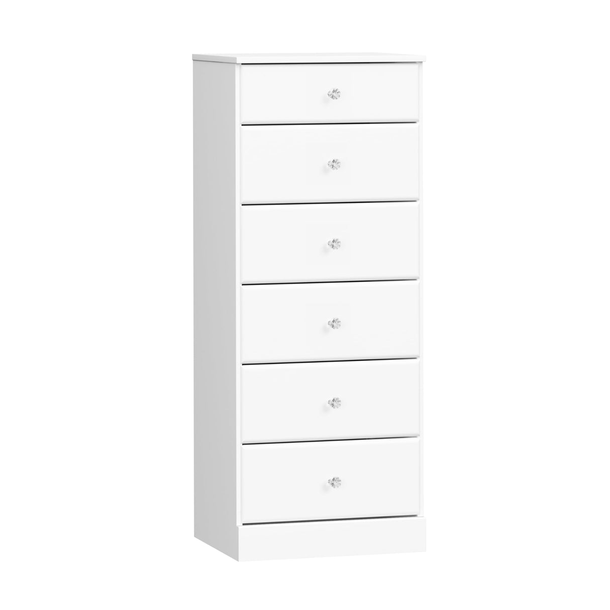 Prepac Astrid Simplistic 6-Drawer Tall Dresser for Bedroom, Functional Chest of Drawers with Acrylic Knobs, 16.5"D x 19.75"W x 50"H, White Prepac