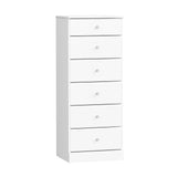 Prepac Astrid Simplistic 6-Drawer Tall Dresser for Bedroom, Functional Chest of Drawers with Acrylic Knobs, 16.5"D x 19.75"W x 50"H, White Prepac