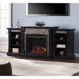 Gallatin Faux Stone Electric Fireplace w/ Bookcases Furniture HotSpot