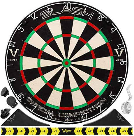 Viper Slash Official Competition Bristle Steel Tip Dartboard, WDF Accredited with Staple-Free Ultra-Thin Metal Wiring, Self-Healing Professional-Grade African Sisal, Magnetic Dart Holders,Black Viper