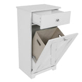 SOLIDEE Free Standing Kitchen Bathroom Tilt Out Laundry Hamper Storage Cabinet with Drawer, White SOLIDEE