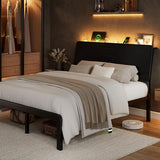 Feonase Full Size Bed Frame with Ergonomic Storage Headboard & Charging Station, LED Platform Bed Frame, Heavy Duty Metal Slats, No Box Spring Needed, Easy Assembly, Black Feonase