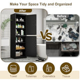 pozdeg 67" Metal Storage Cabinet with Lock, Tall Narrow Office File Cabinets with 2 Doors & 4 Adjustable Shelves, Metal Steel Locker for Home, School, Office, Garage or Gym (Black) pozdeg