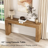 WINWY Solid Wood Console Table for Entryway, 63" Long Farmhouse Sofa Table Behind Couch, Rustic Rectangular Wooden Entry Tables for Living Room, Hallway, Foyer, 10 Mins Easy Assembly WINWY