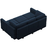 Belffin Modular Velvet Sectional Sofa with Chaise Lounge Sectional Sleeper Sofa with Storage Chaise Bed Couch for Living Room Blue Belffin