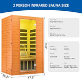 RESTISLAND Infrared Sauna Room for Home, Near Zero EMF Wooden 2 Person Indoor Infrared Sauna at Home with Bluetooth, LCD Control Panel, Chromo Therapy Light RESTISLAND