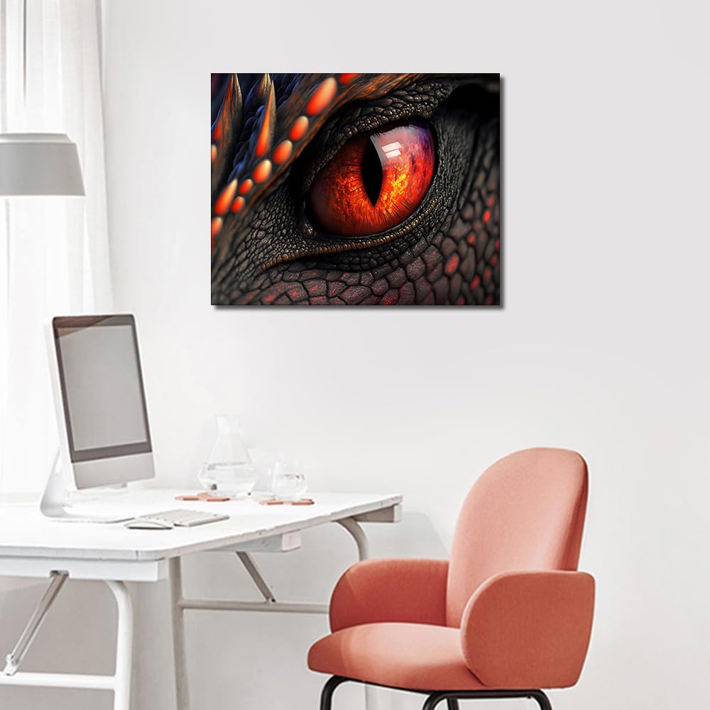 TUMOVO Dragon Eyes Paint by Numbers for Adults - Fire Dragon DIY Kit, Fantasy Animal, Abstract Red Eye - 16"x20" (Frameless) TUMOVO