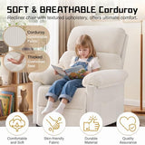 Korser Recliner Chair, Living Room Recliner Chairs for Adults, Small Recliners for Small Spaces, Upholstered Manual Reading Chair with Side Pockets, Nursery Chair for Living Room, Corduroy, Beige