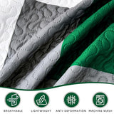 Tyrot 3 Piece Green Quilt Set Full/Queen Size Christmas Green Black Geometric Reversible Bedding Set Microfiber Lightweight Bedspread Coverlet with 2 Shams Modern Bed Cover for All Season, 90''x96'' Tyrot