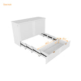 Harper & Bright Designs Full Size Murphy Bed, Wood Full Wall Bed with Drawer and a Set of Sockets & USB Ports, Pulley Structure Design, White Harper & Bright Designs