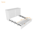 Harper & Bright Designs Full Size Murphy Bed Wall Bed with Storage Drawers and a Set of Sockets & USB Ports, Pulley Structure Design, Space-Saving for Multipurpose Guest Room or Home Office, White Harper & Bright Designs