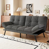 AMICLIBER Convertible Futon Sofa Bed,71" Memory Foam Futon Couch,Detachable Cushion,Adjustable Backrest & Armrest,Linen Modern Loveseat Sleeper Recliner for Living Room,Office,Apartment,Mist Grey AMICLIBER