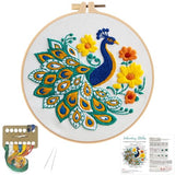 Louise Maelys Peacock Flower Embroidery Kits for Beginners,Cross Stitch Kit for Adults,DIY Needlepoint Kits Including Embroidery Hoop,Instruction and Threads