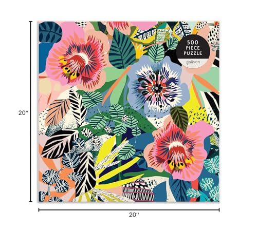 Galison Kitty McCall Lost in The Garden 500 Piece Puzzle from Galison - 20" x 20" Jigsaw Puzzle, Bright Botanical Artwork, Fun and Challenging Activity for Adults, Makes a Great Gift! Galison