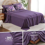 Drucon Floral Comforter Set King Size 7 Piece, Purple Flower Bed in a Bag, Elegant Floral Comforter with Sheet Set, Soft Microfiber Bedding Set for All Season Drucon