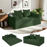 COMAX Futon Sofa Bed, 4‑in‑1 Convertible Sofa Bed, Folding Boneless Couches for Living Room, Fold Out Small Foldable Loveseat Floor Sleeper Comfy Mattress Lounge Space‑Saving, Green COMAX