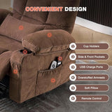 Ultra Wide Power Lift Recliner Chair for Elderly,Rotating Lounge Chair with Hot Massage Heating and Auxiliary Standing Function,Oversized Lazyboy Single Sofa with Cup Holder for Living Room (Brown)